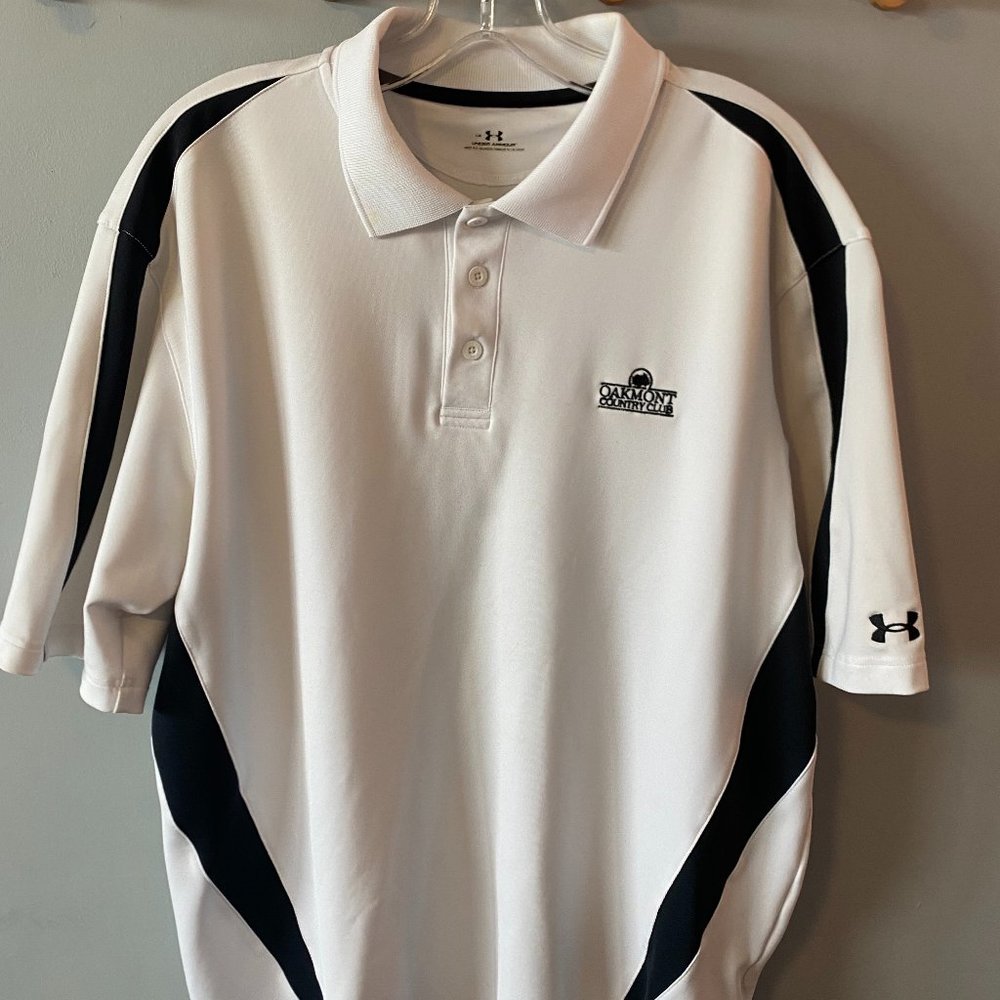 White and Black Under Armour Men's Golf Shirt - Large (L)